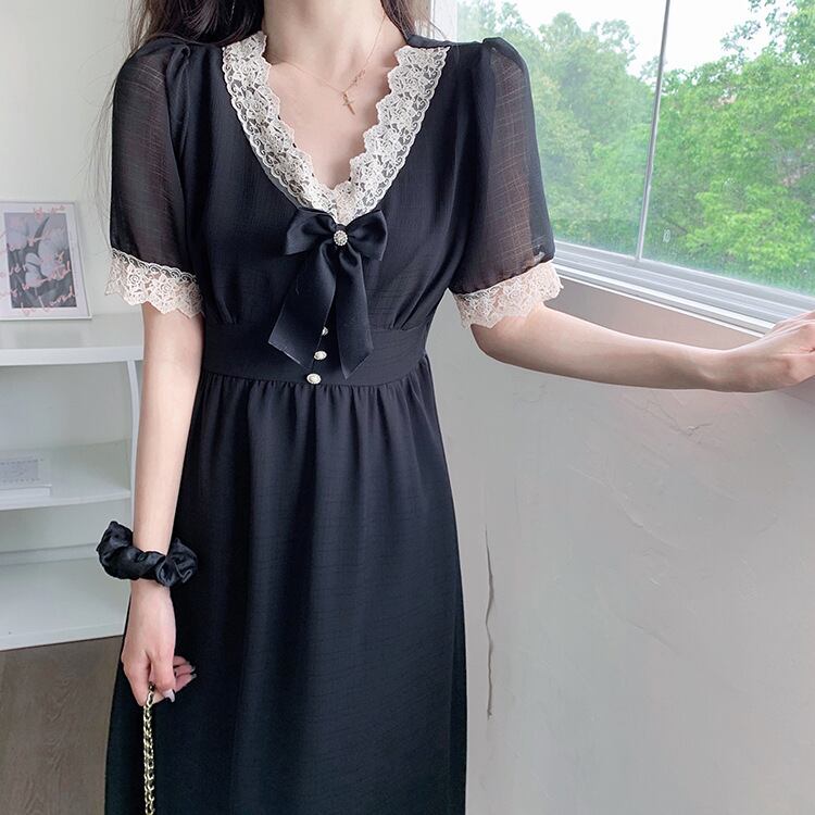 【dress】Vネックレースデートワンピース G20928