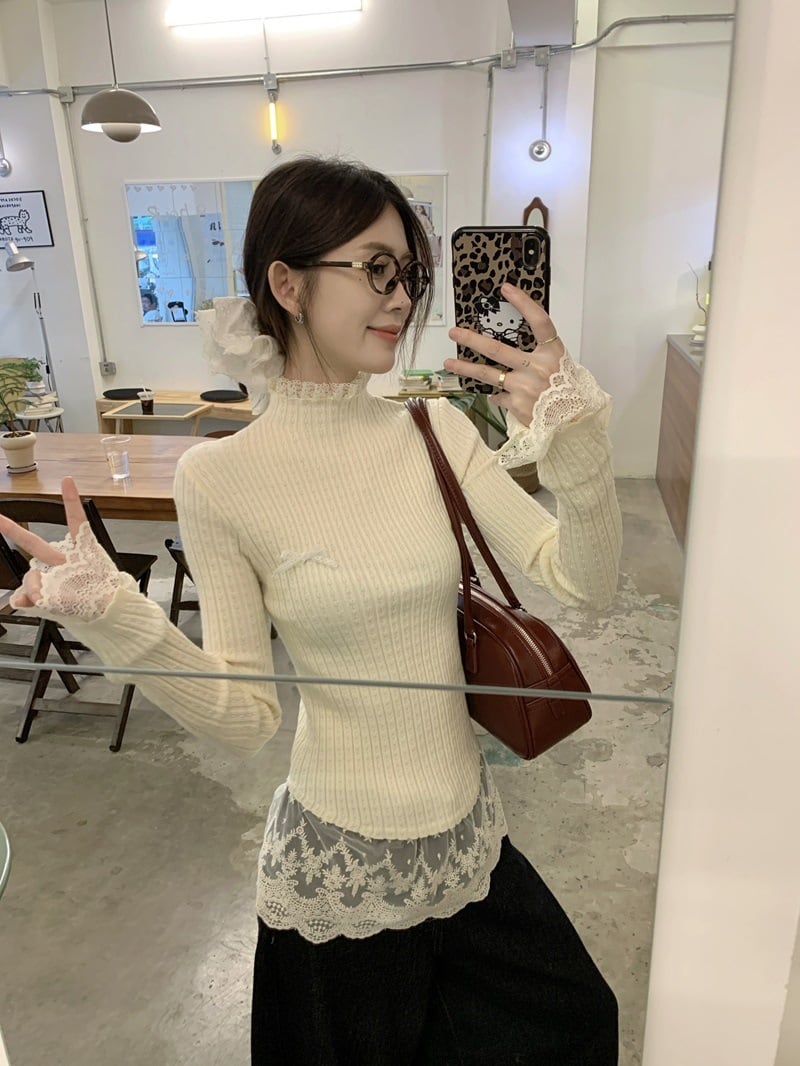 【tops】ドッキングニットトップス　M27458