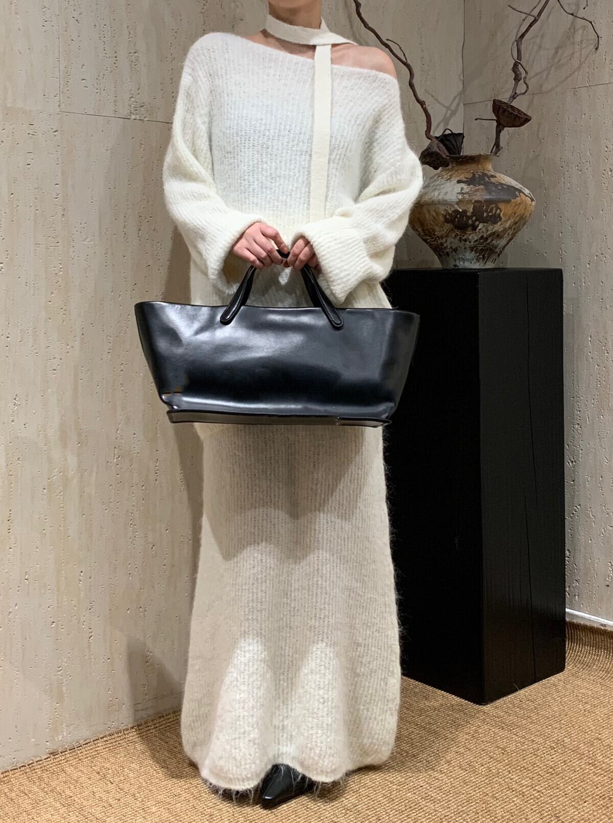 【set】チョーカー付ニットトップス×ロングスカートセット　N2774