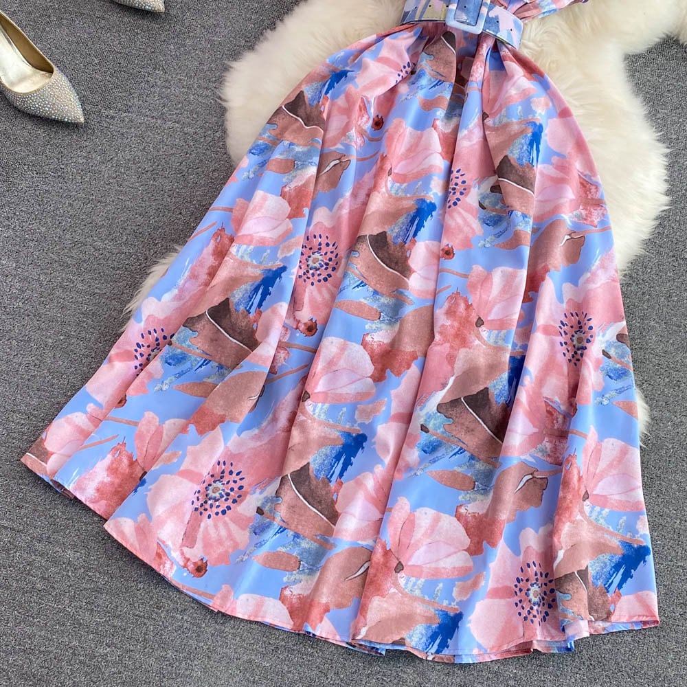 【dress】スタンドネックプリントワンピース G20725