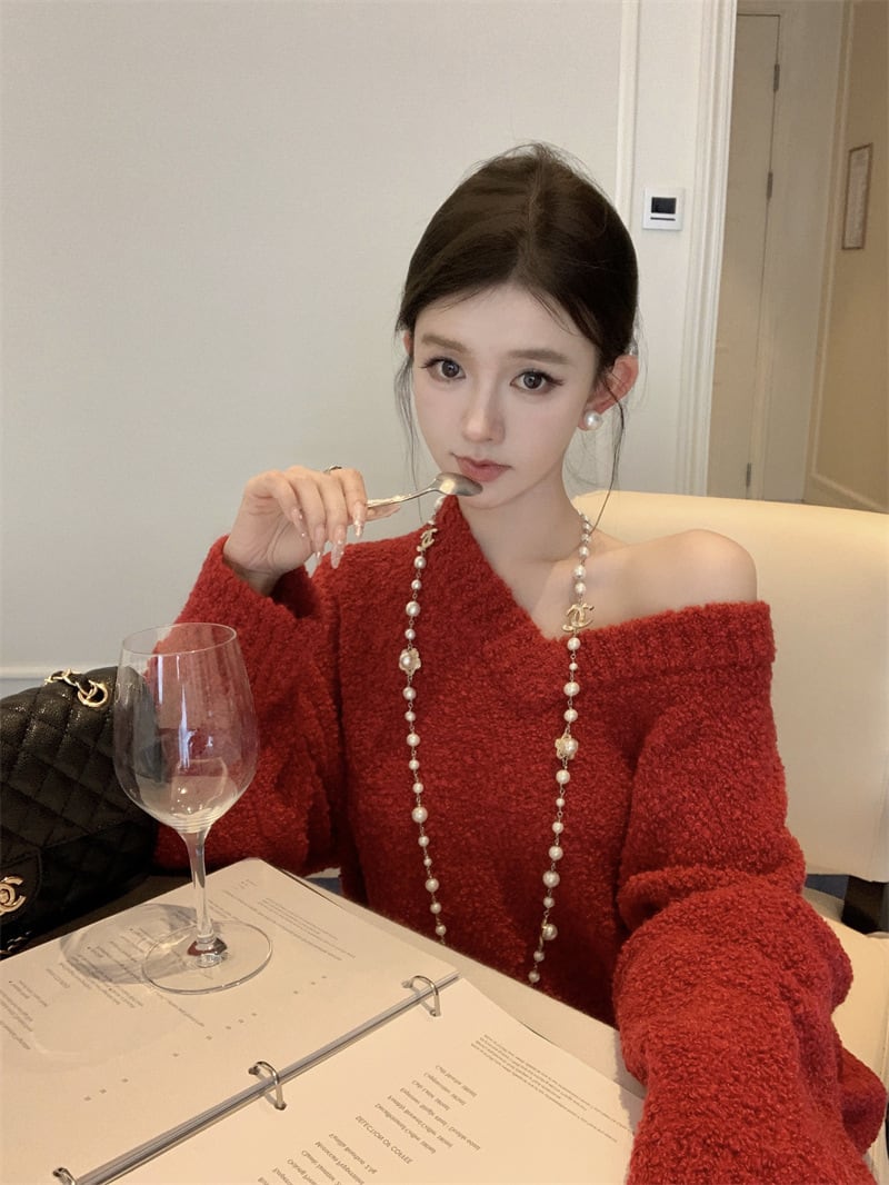 【tops】Vネックニットセーター　M28192