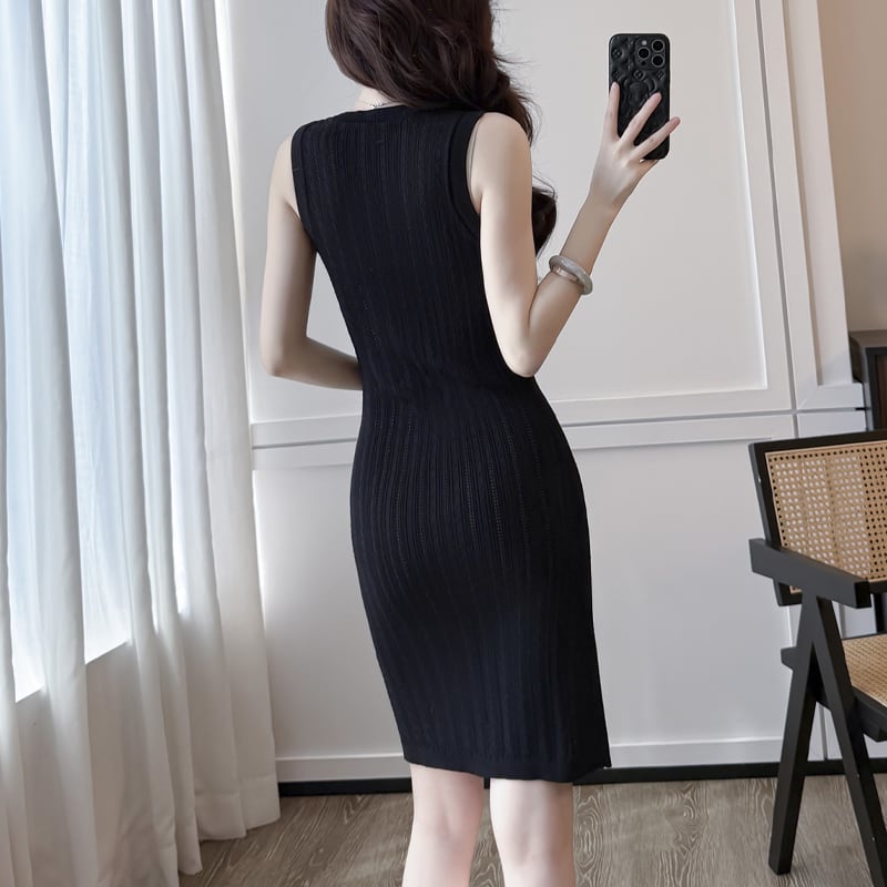 【dress】ノースリーブニットワンピース Q8488
