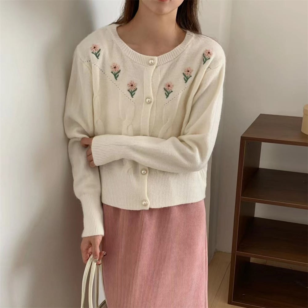 【outer】刺繍ニットカーデ　M25976