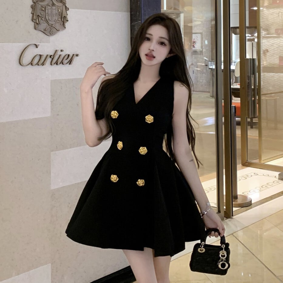 【dress】Vネックノースリーブワンピース　M29828