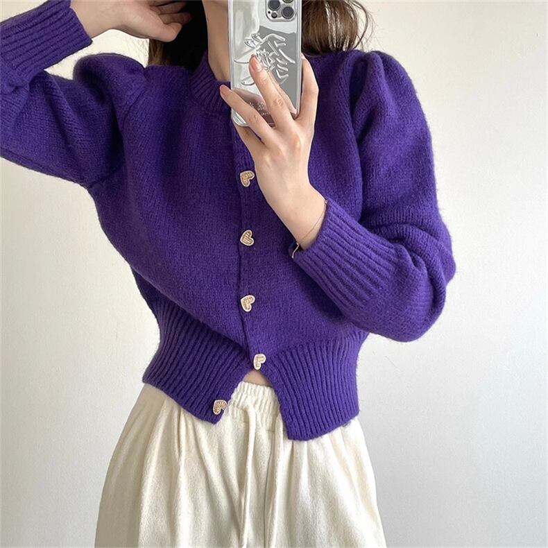 【outer】パフスリーブニットカーデ　M26743