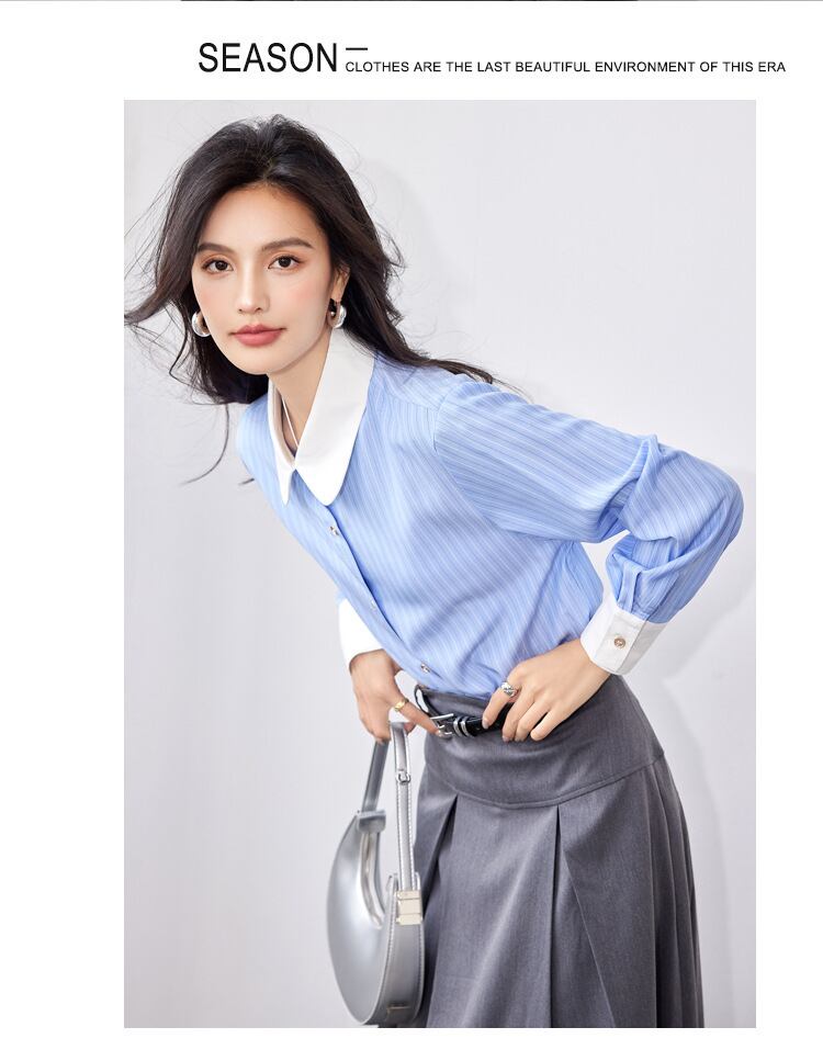 【tops】ストライプ柄長袖ブラウスG20239