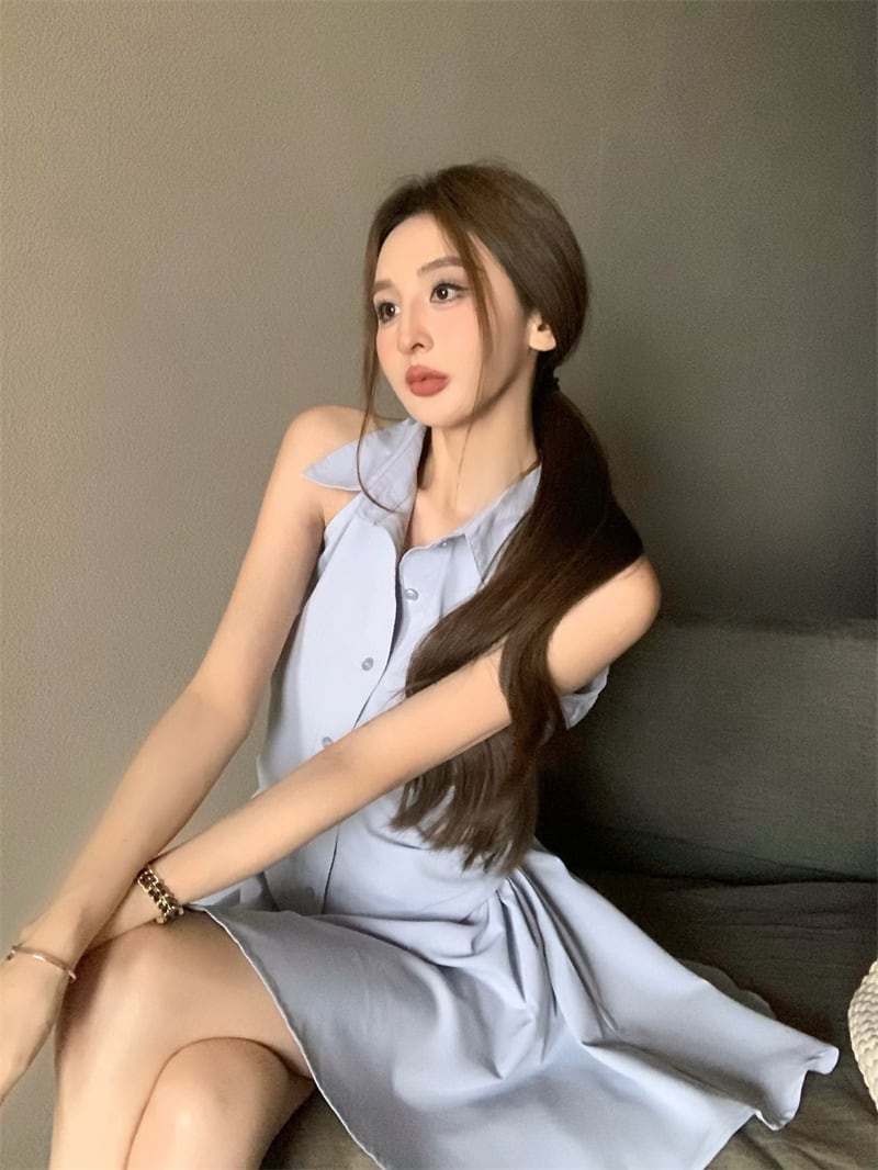 【dress】ノースリーブシャツワンピース　M24539