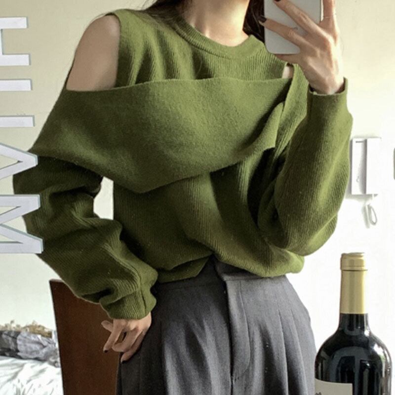 【tops】オフショルダーニットトップス　M18695