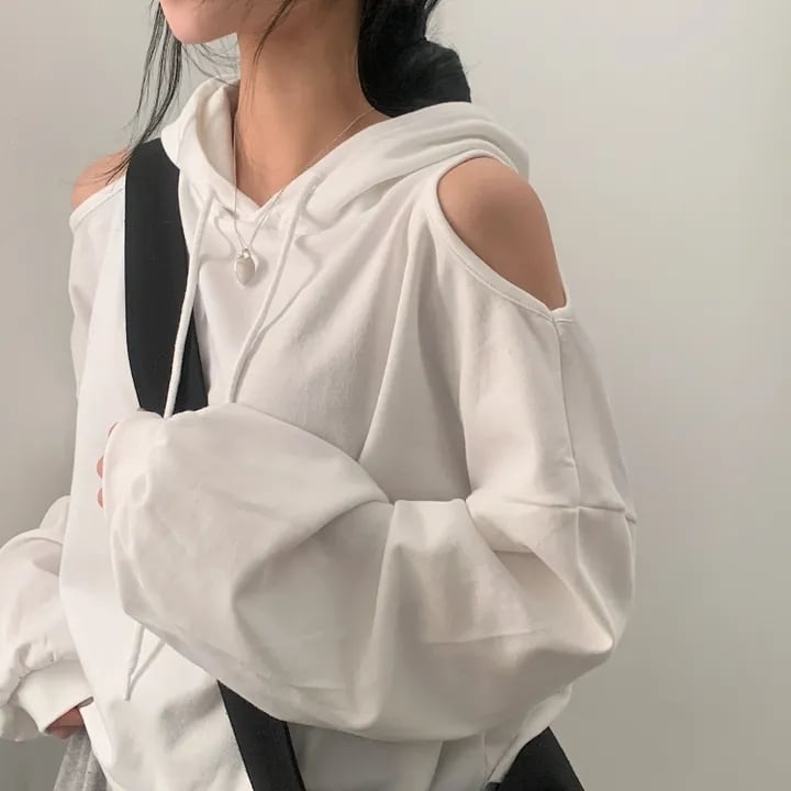 【tops】オフショルダーフーディーパーカー　M18906