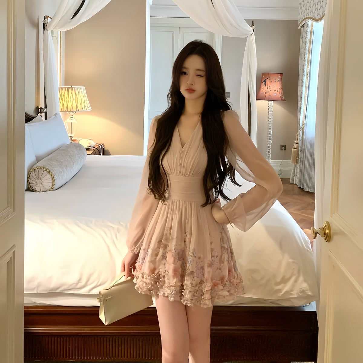 【dress】ギャザーフリルミニワンピース　N3262
