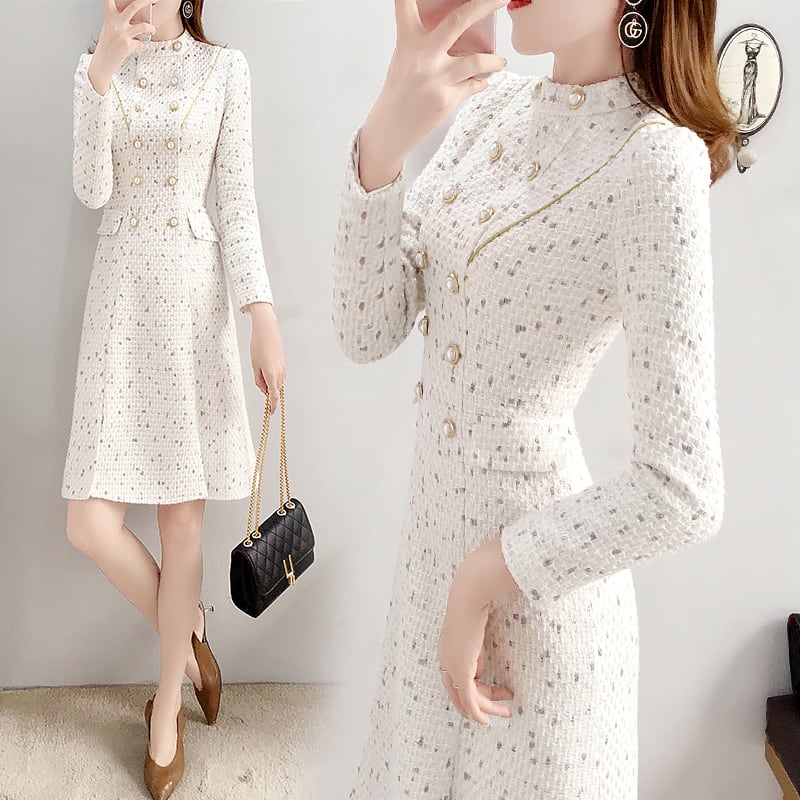 【dress】美人度アップ!気質満点シンプル秋エレガント上品な質感ワンピース G2543