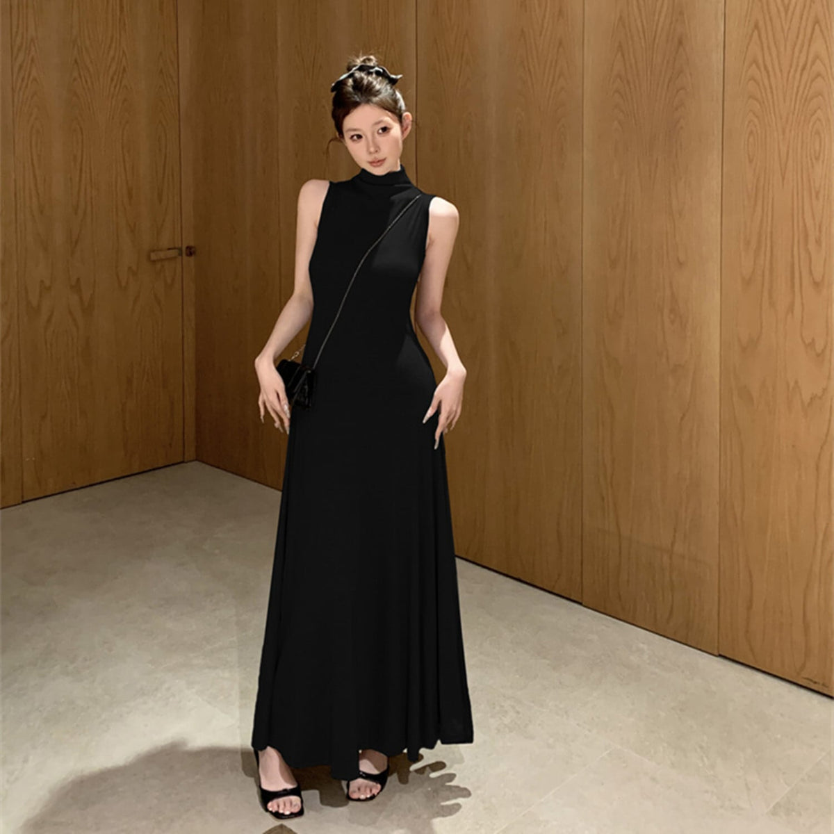 【dress】ハイネックノースリーブワンピース　N2978