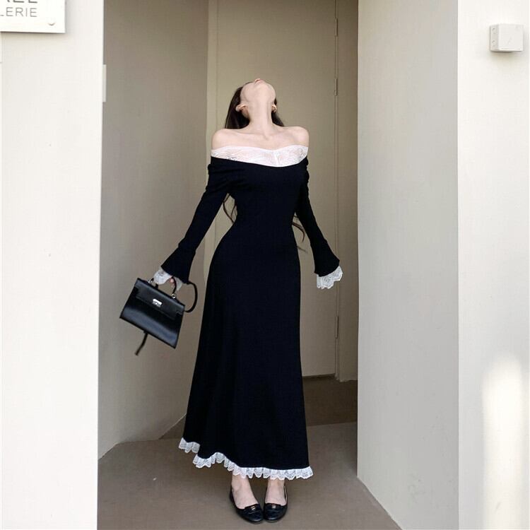 【dress】ボートネックドッキングワンピース　M27957