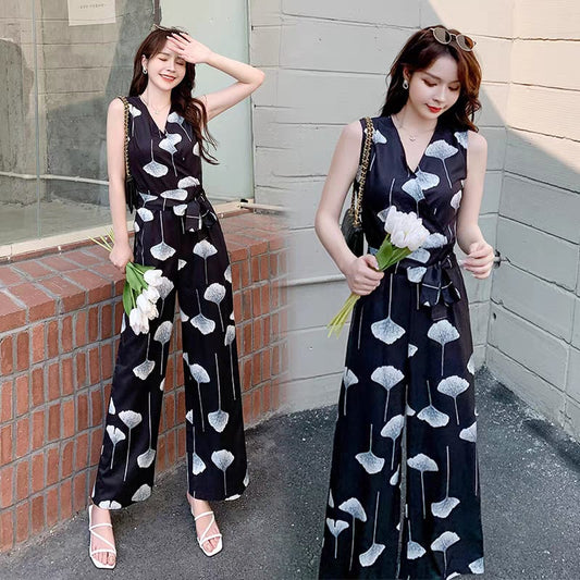 【set】VネックプリントオールインワンG21383