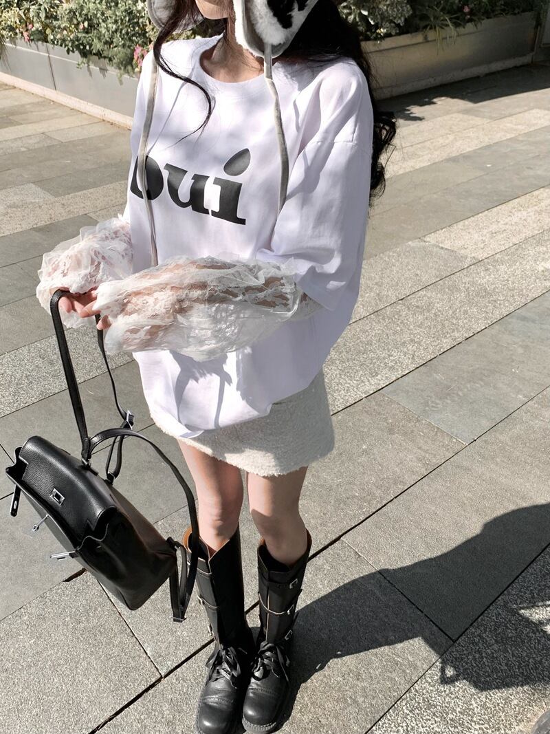 【tops】レース切り替えTシャツ　M28795