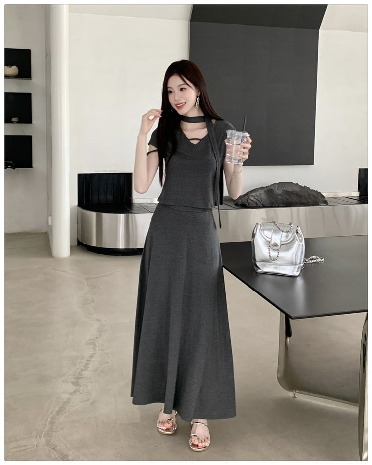 【set】Tシャツ×ロングスカートセット　M24192