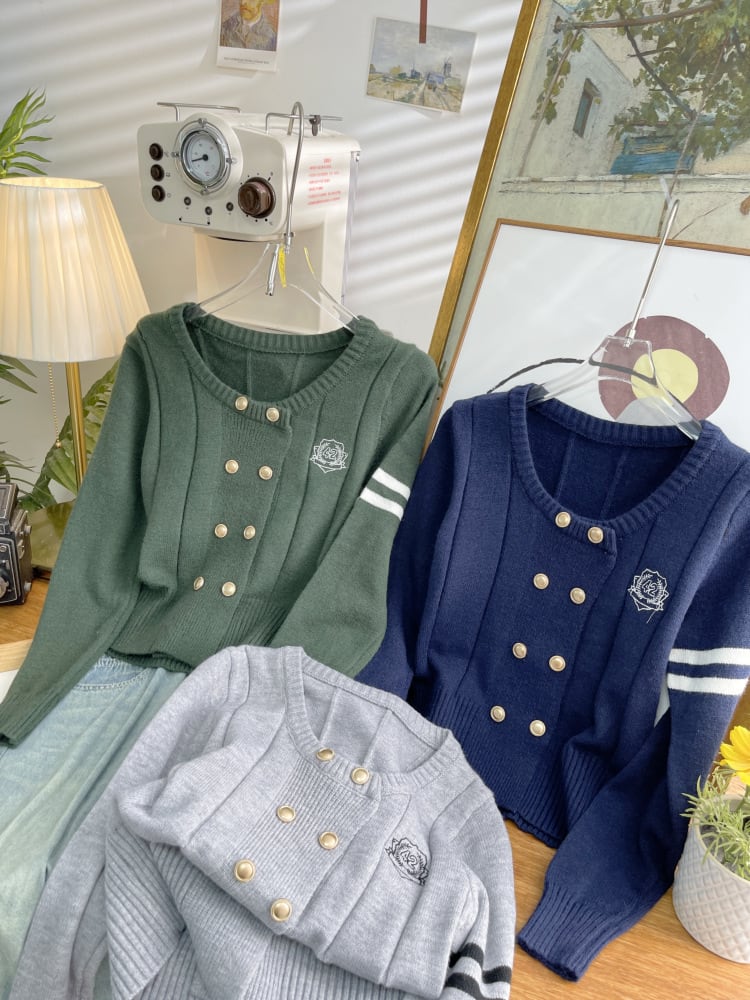 【outer】刺繍ニットカーデ　M25544