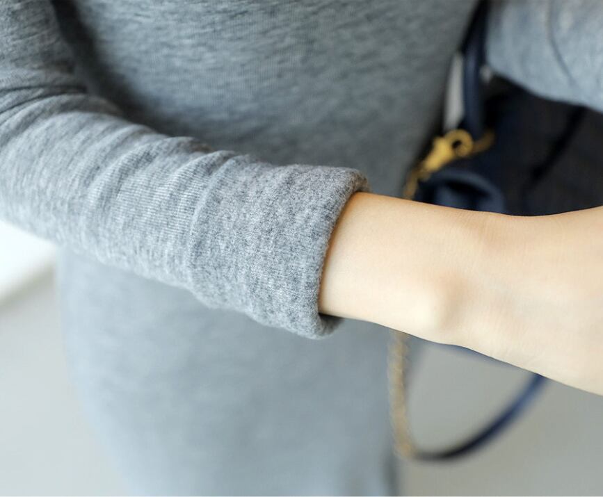 【dress】韓流スタイル気質満点長袖ラウンドネック体型カバーマーメイドワンピース G2416