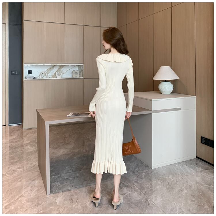 【dress】フリルニットワンピース　M28585