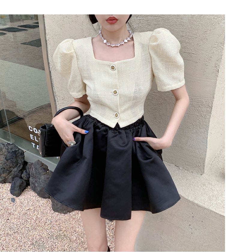 【set】パフスリーブブラウス+スカート２点セットG20680