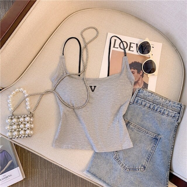 【tops】2色ニットキャミソールF7366