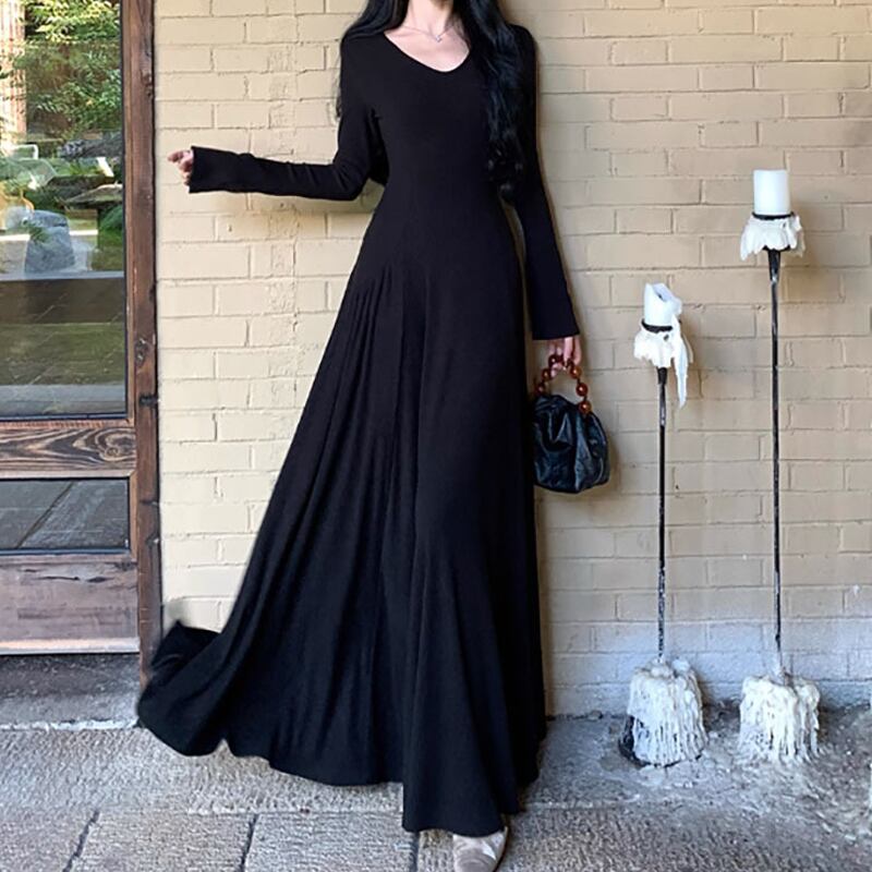 【dress】Ｖネックニットワンピース Q6860