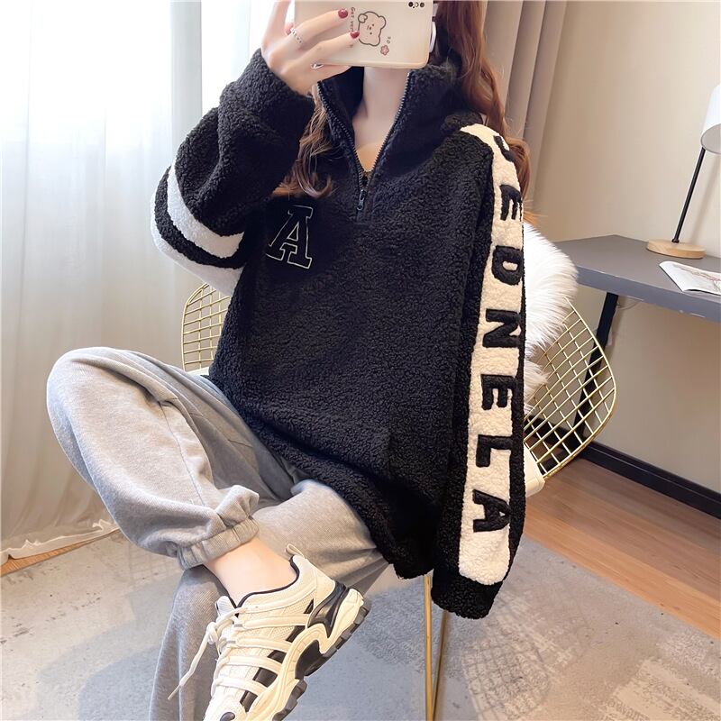 【tops】好感度UP〜気質満点トップススタンドネック裏起毛厚手合わせやすいパーカー G10252