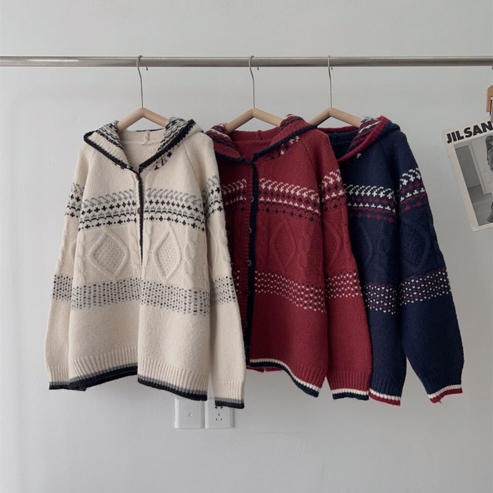 【outer】ジャカードニットカーデ　M27112