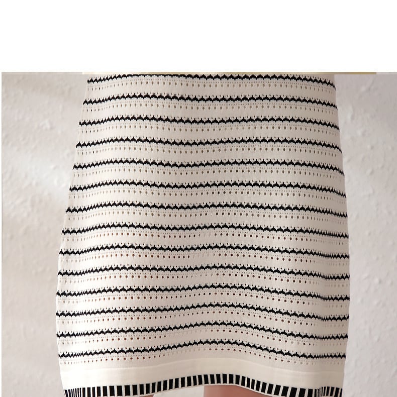 【dress】ストライプ柄ニットAラインワンピース G21126