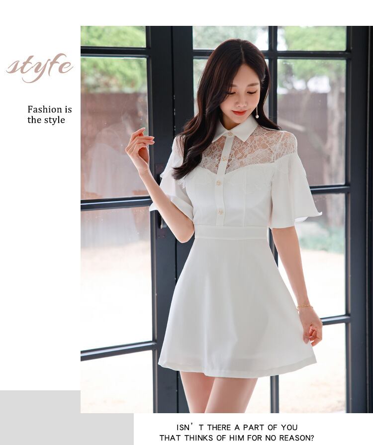 【dress】レース切り替え透かし彫りワンピース G21483