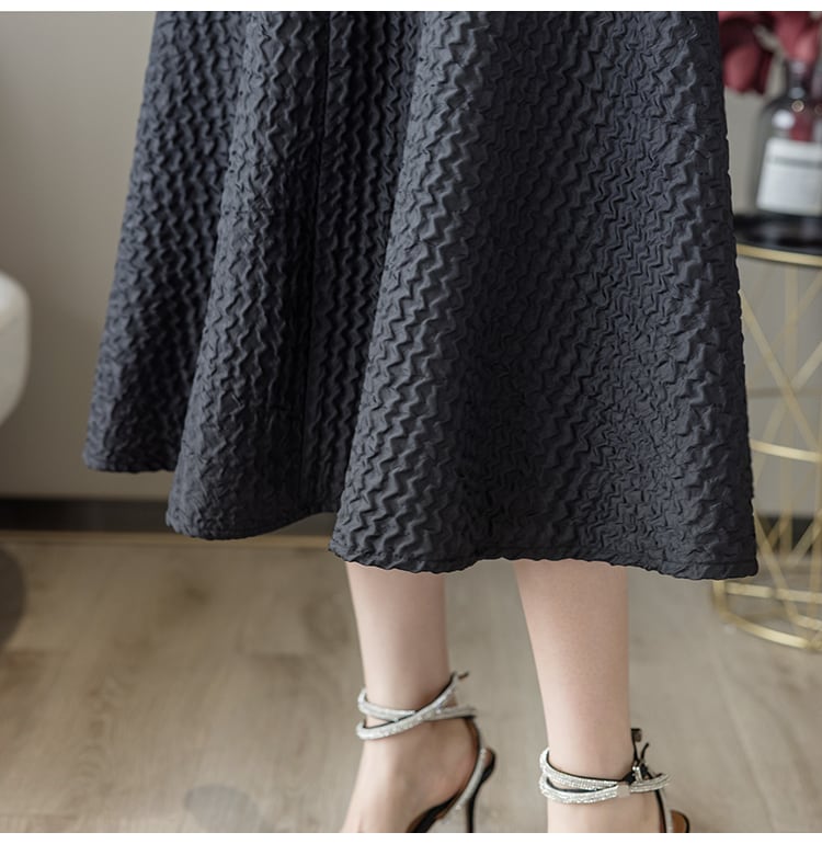 【bottoms】上品な質感!気質満点レトロINS風Aラインハイウエスト着痩せスカート G2935