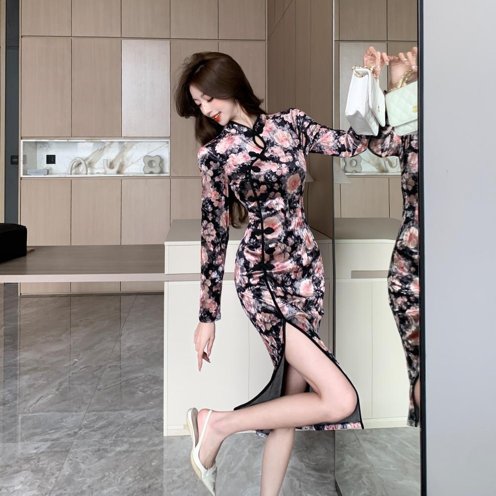 【dress】プリントスリットデートワンピース　M28303