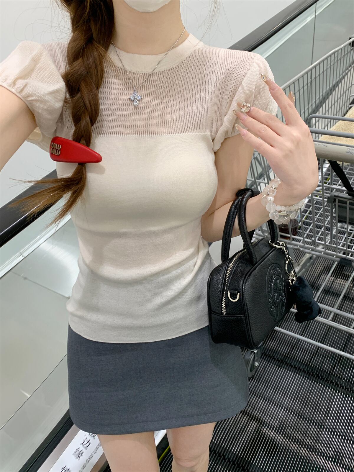 【tops】パフスリーブニットトップス　M29600