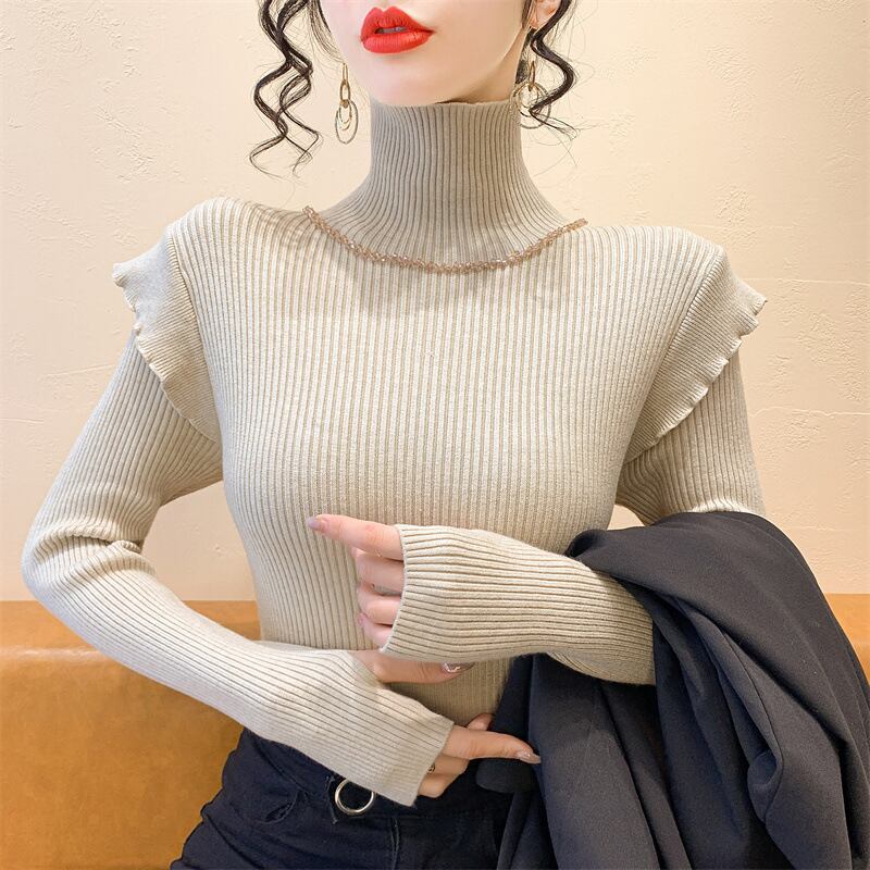 【tops】フリルニットトップス　M27693
