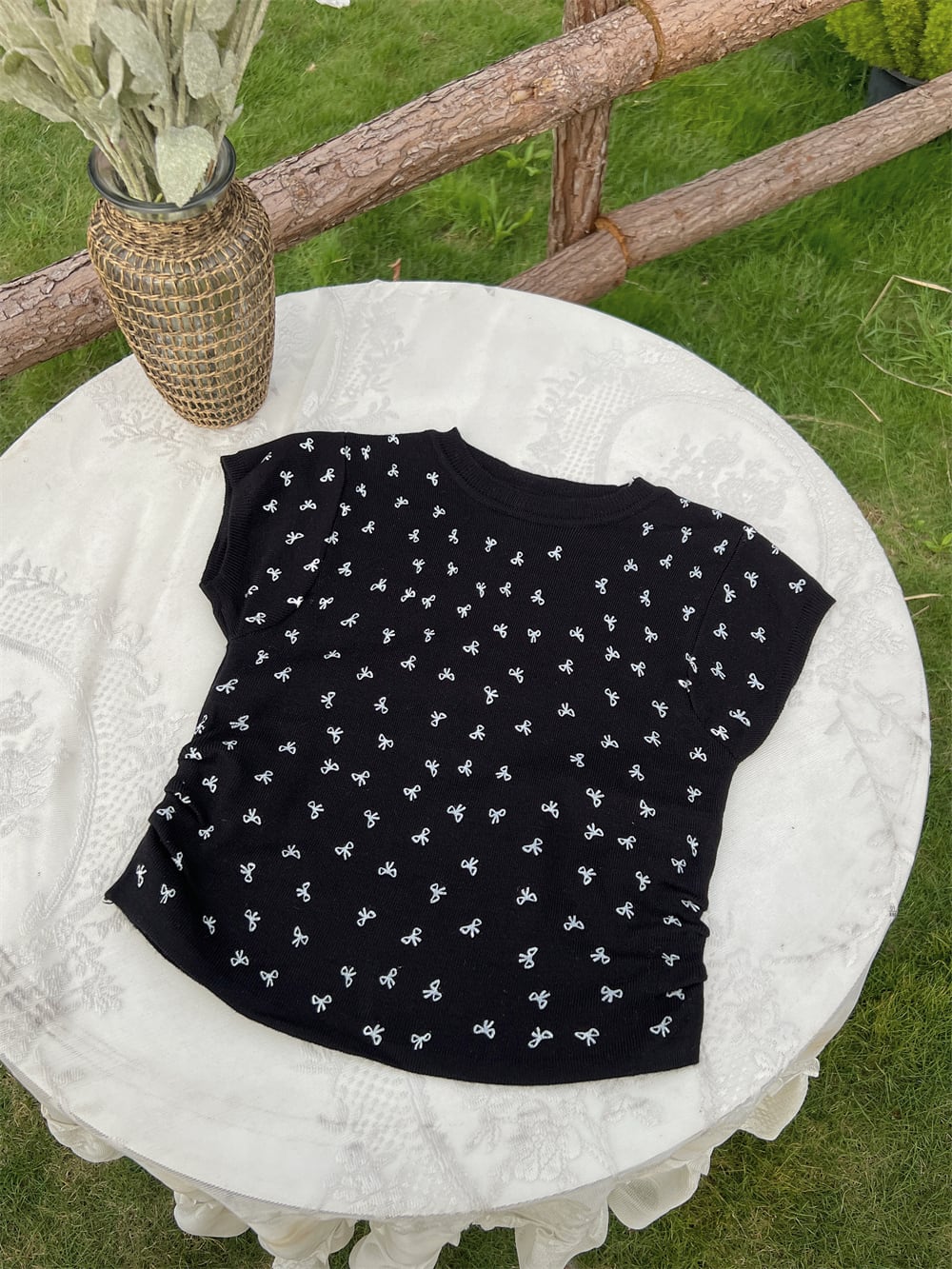 【tops】リボンニットTシャツG21554