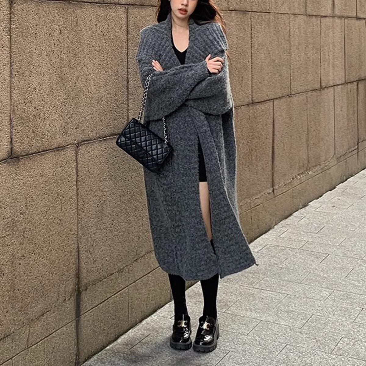 【outer】ロング丈ニットカーデ　M18317