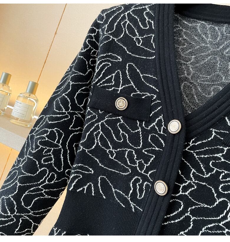 【dress】ジャカードVネックニットワンピース　M27683