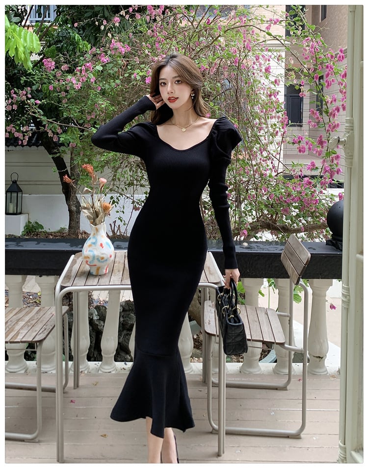【dress】ニットマーメイドワンピース　M26967