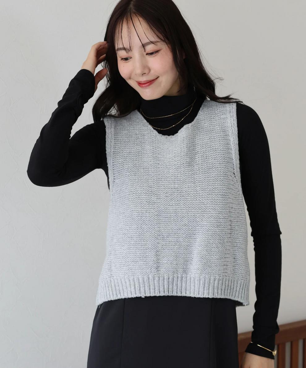 【tops】バックリボンニットベスト　M26367