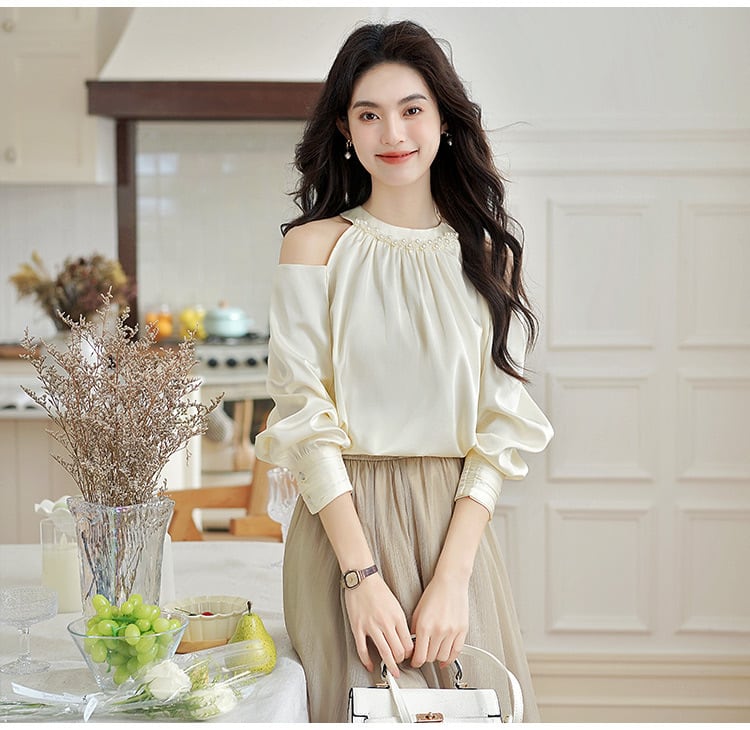 【tops】オフショルダーシャツトップス　M29093