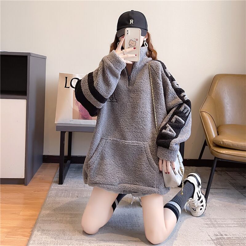 【tops】好感度UP〜気質満点トップススタンドネック裏起毛厚手合わせやすいパーカー G10252