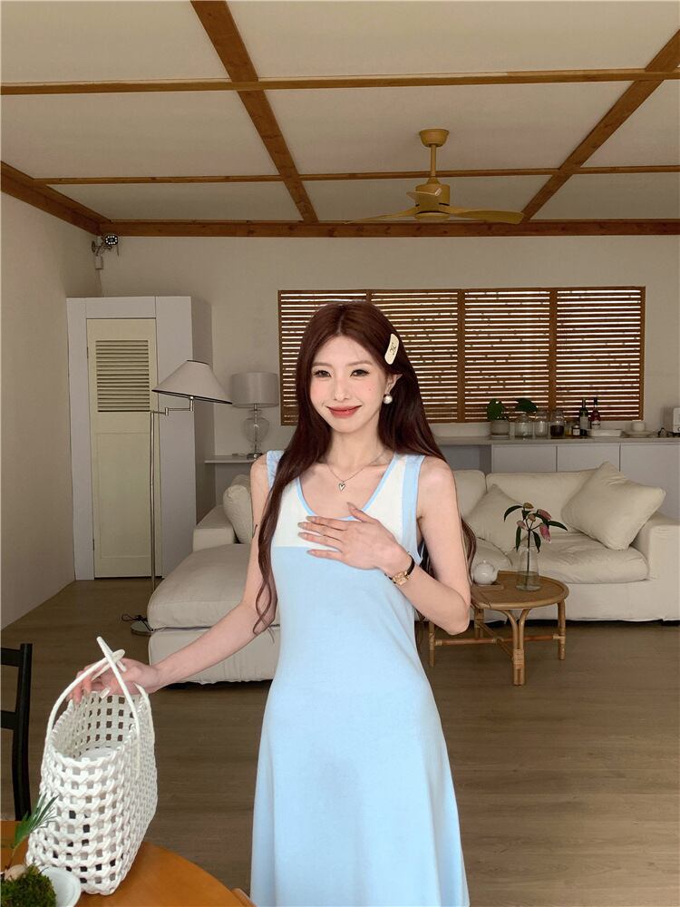 【dress】偽二つ切り替えニットキャミワンピース G20518