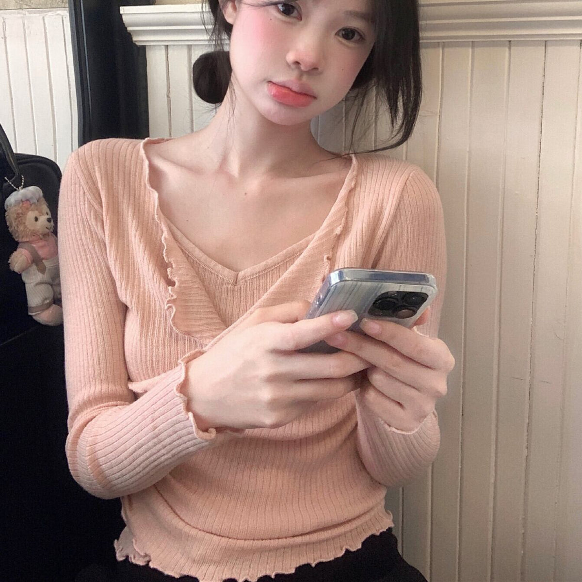 【tops】切り替えニットトップス　M27339