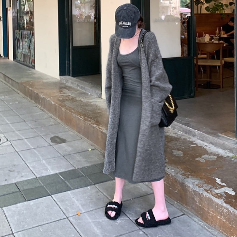 【outer】ロング丈ニットカーデ　M25573