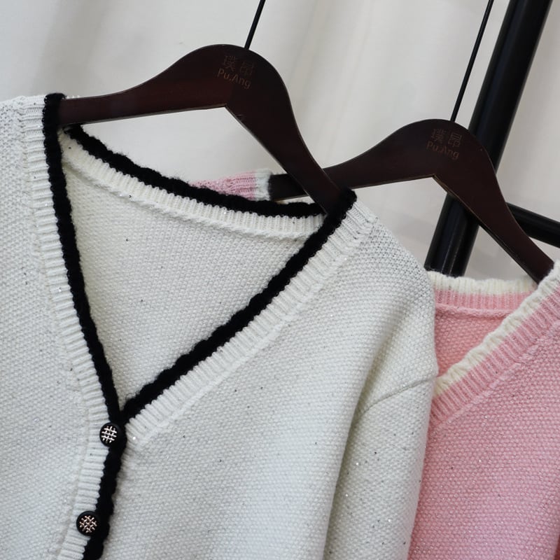 【outer】Vネックニットカーデ　M25697