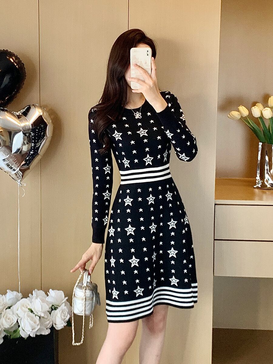 【dress】ジャカードニットワンピース　M28361