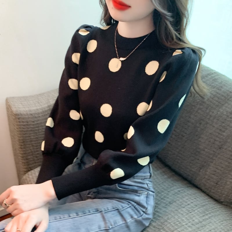 【tops】ドット柄ニットセーターG17322