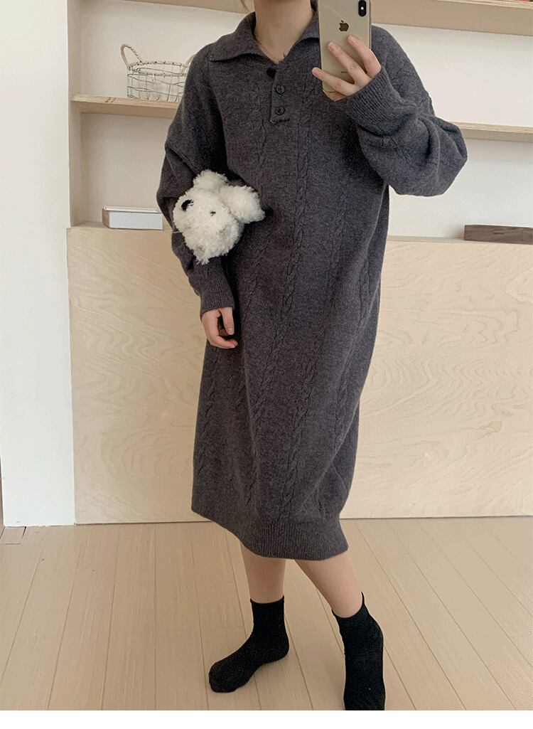 【dress】POLOネックニットワンピース　M18757