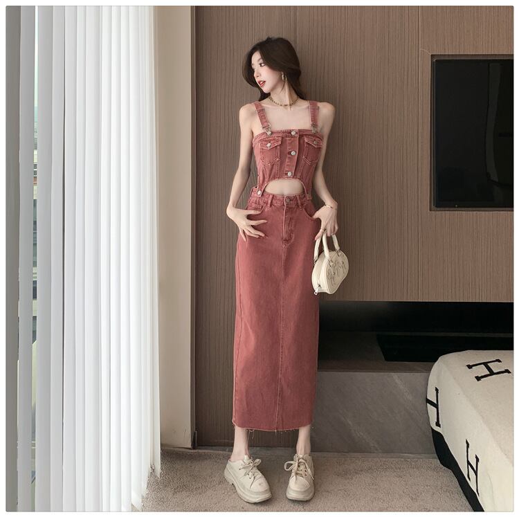 【set】デニムキャミソール+スカート２点セットG20253