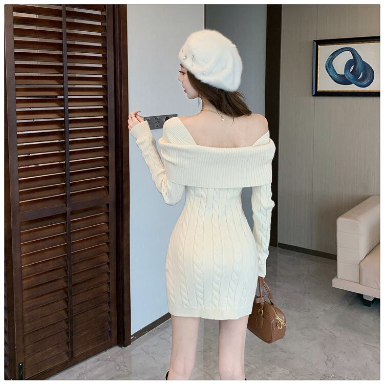 【dress】リボン付きニットワンピース　M28330